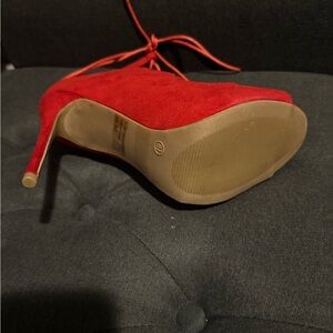 Red Suede Stiletto Heels